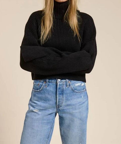 Mimosa - Cropped Ribbed Turtleneck Sweater