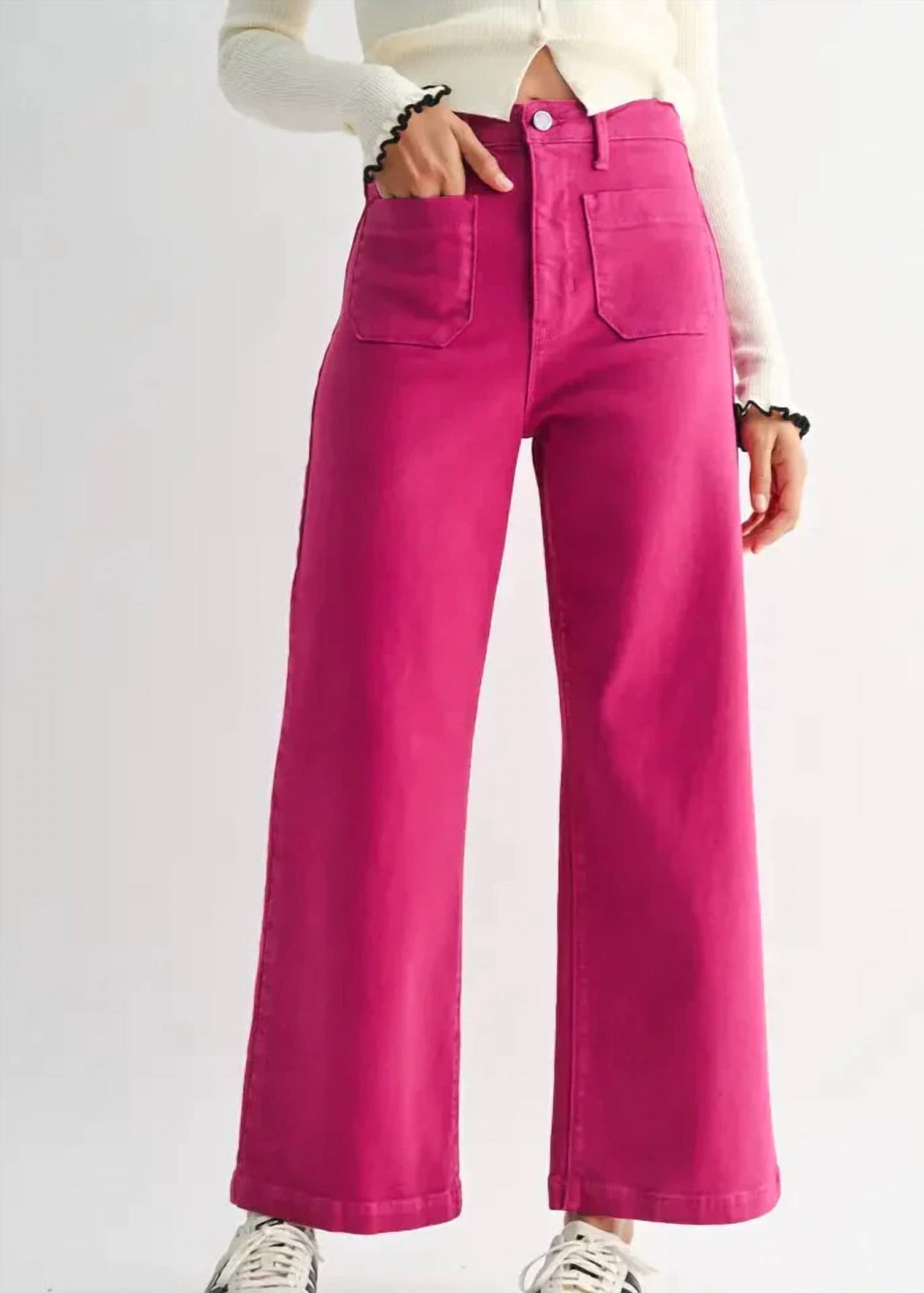Just Black Denim - Patch Pocket Wide Leg Denim Jeans