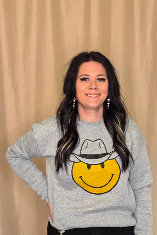 Oat Collective - Cowboy Smiley Western Graphic Sweatshirt