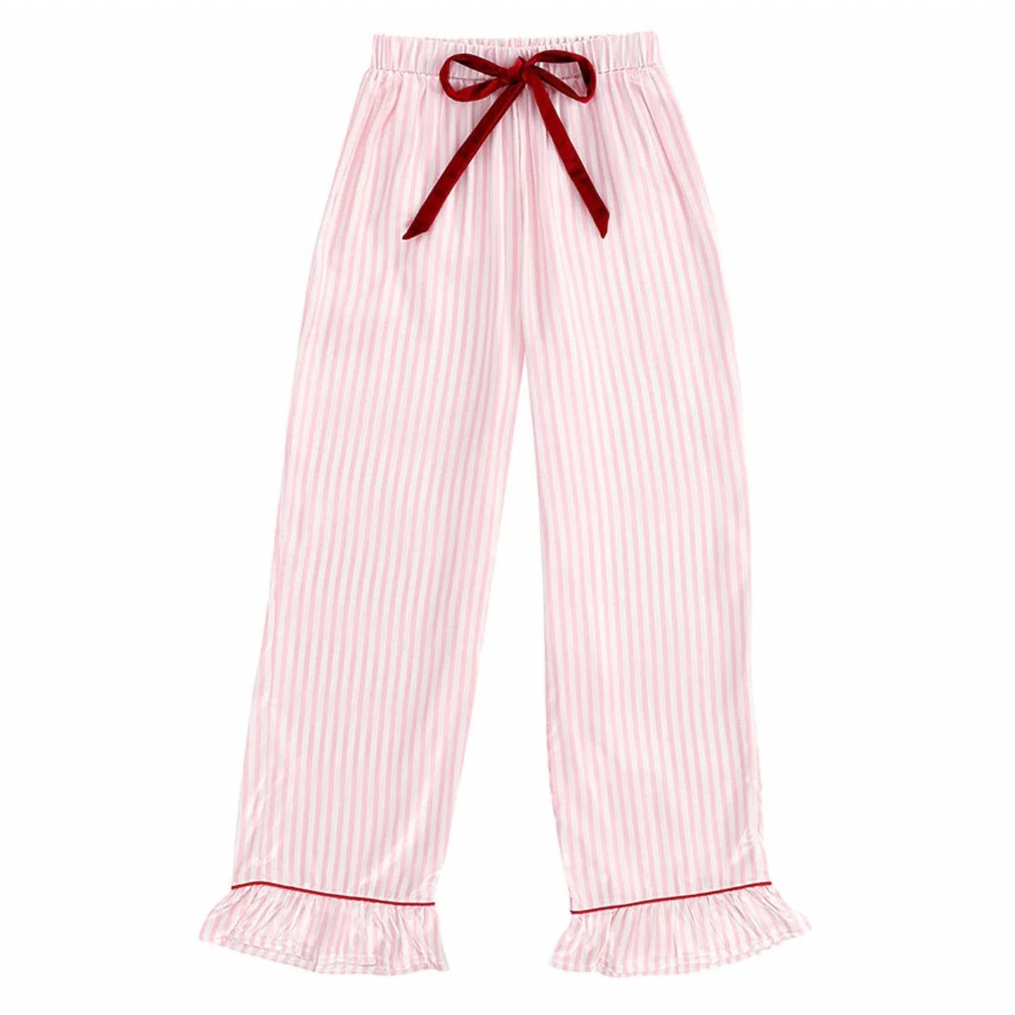 Bella Sleep + Spa - Satin Pajama Set With Velvet Tie And Ruffle Pants