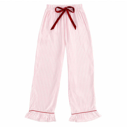 Bella Sleep + Spa - Satin Pajama Set With Velvet Tie And Ruffle Pants