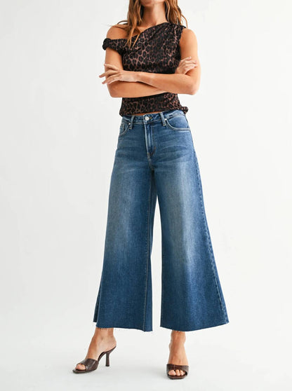 Just Black Denim - Wide Leg Flare Crop Jeans