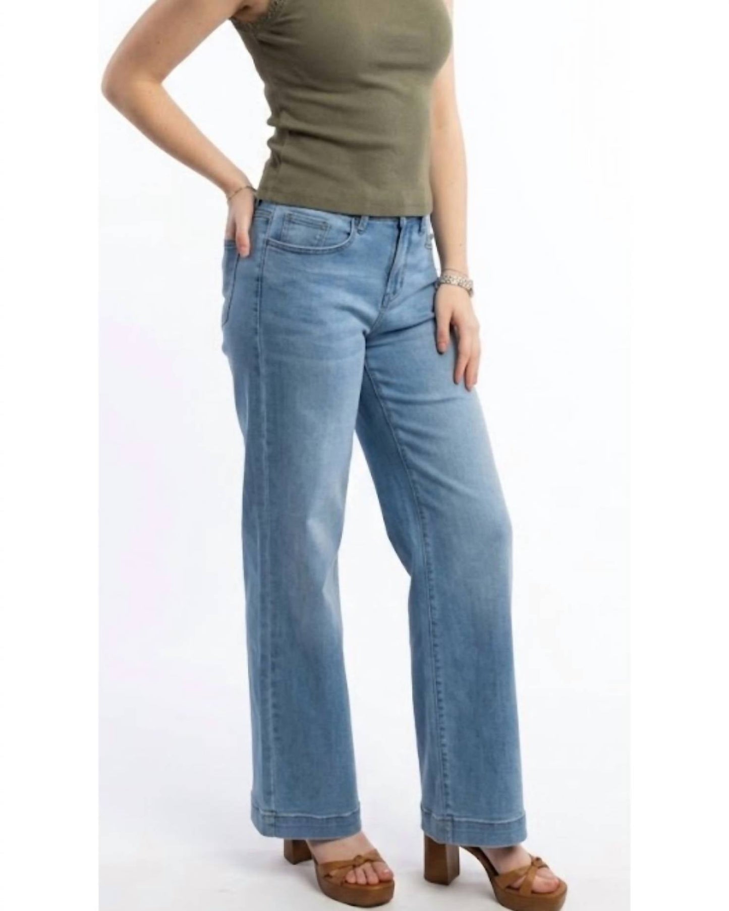 Mica Denim - HIGH RISE WIDE LEG TROUSER HEM DENIM JEAN