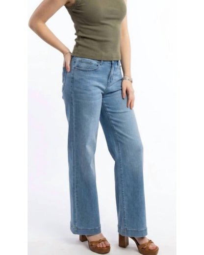 Mica Denim - HIGH RISE WIDE LEG TROUSER HEM DENIM JEAN