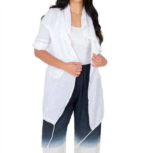 Made In Italy - Easy Long Fit Woven Cardigan