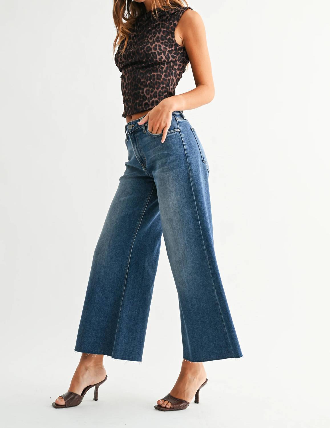 Just Black Denim - Wide Leg Flare Crop Jeans