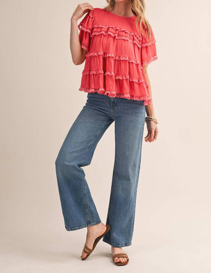 &Merci - Tiered Ruffle Lace Trim Swing Top