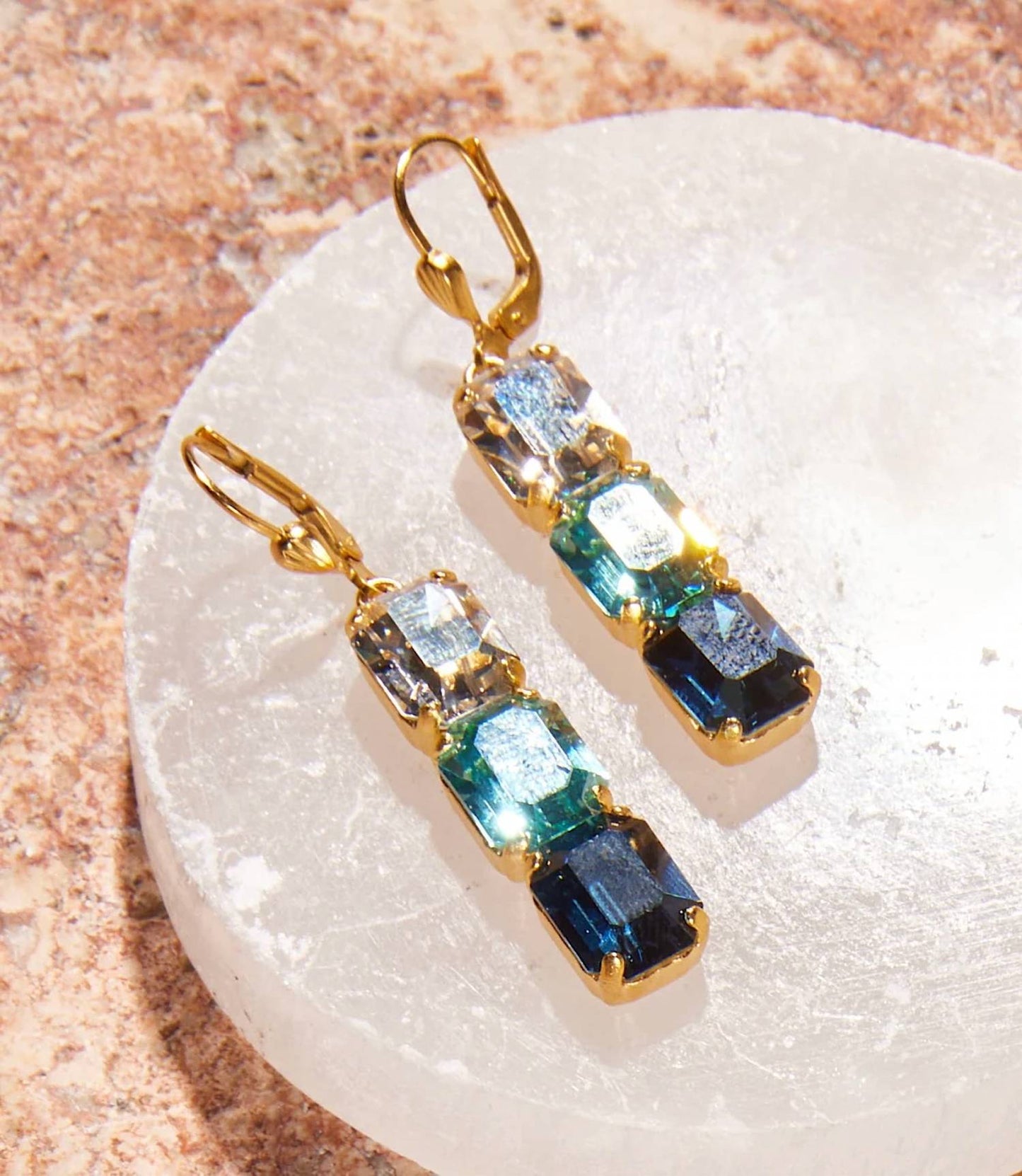 La Vie Parisienne - Women's Triple Crystal Earrings