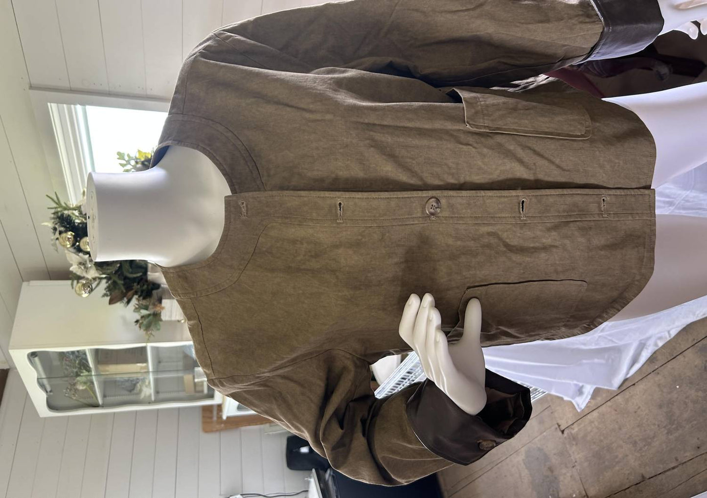 Elle Grey - Women's Cotton Collarless Button Down Jacket