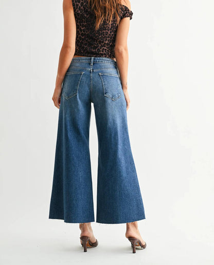Just Black Denim - Wide Leg Flare Crop Jeans