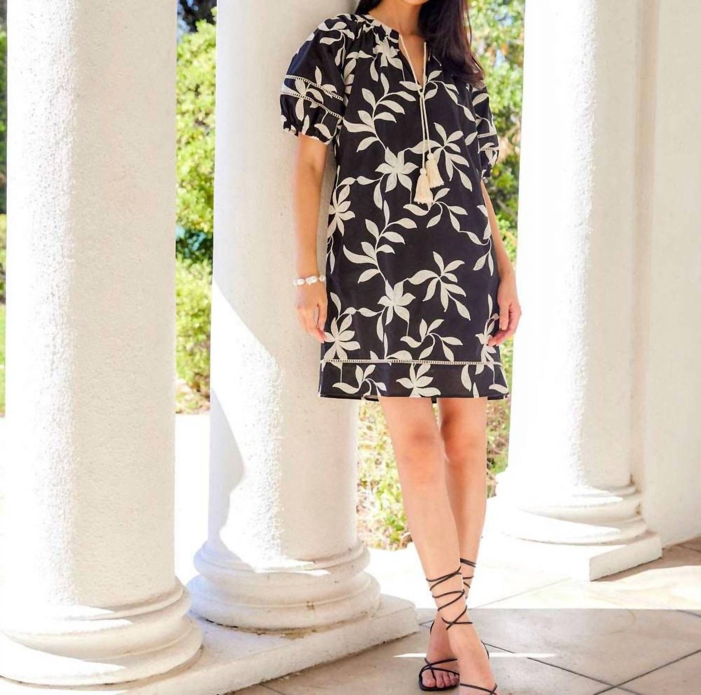 Karen Kane - Puff Sleeve Tassel Dress - Petite