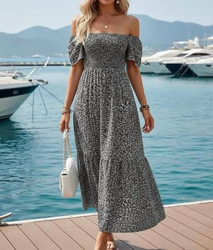 Lovesoft - Floral Square Neck Smocked Maxi Summer Dress