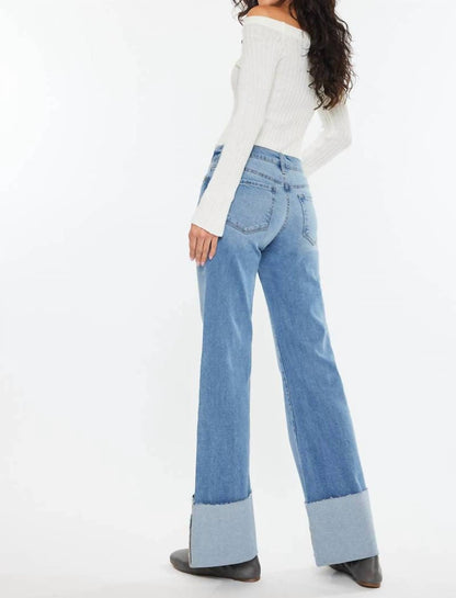 Kancan - Mid Rise Wide Flare Cuff Western Jeans