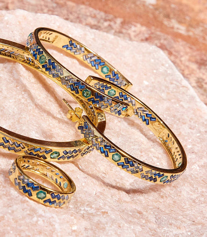Native Gem - Women's Crystal Inlay Hoop Earrings