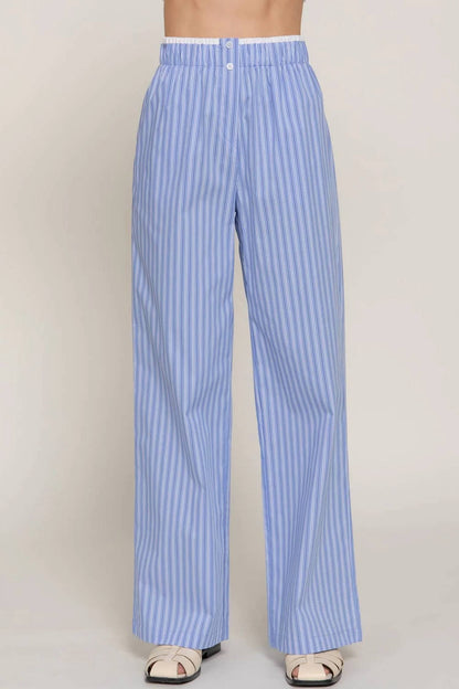 Active Usa - Lounge Line Contrast Waist Boxer Straight Pants