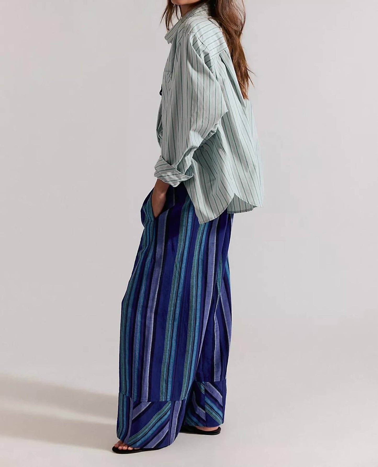 Free People - Day's End Linen Striped Pull-On Pants