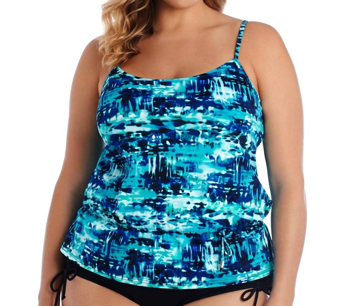Caribbean Joe - Plus Size Blouson Tankini Top