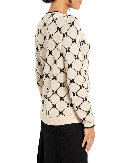 Nic + Zoe - Geo Argyle Doubleknit Sweater