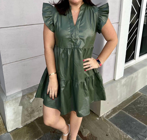 Entro - V-neck Short Sleeve Tiered Midi Dress