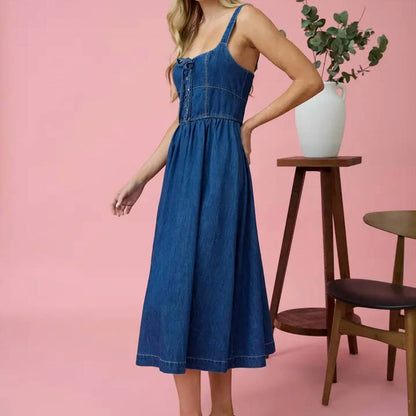 Blu Pepper - Lace Up Sleeveless Midi Dress