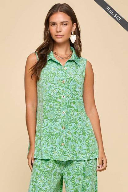 Dear Scarlett - 2-Piece Tank and Relaxed Pants Resort Wear Set - PLUS