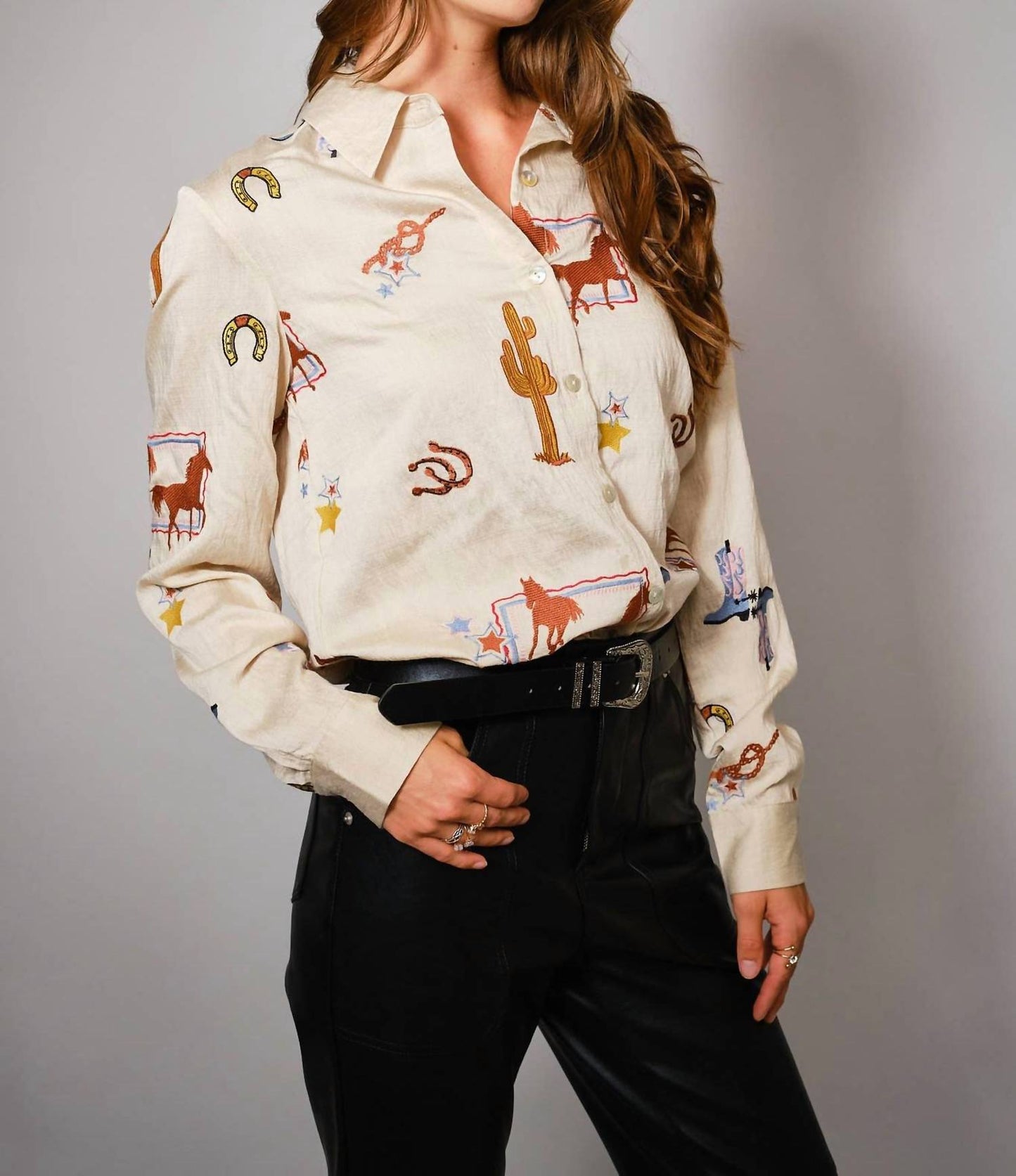 Blue B - She's Western Embroidered Shirt