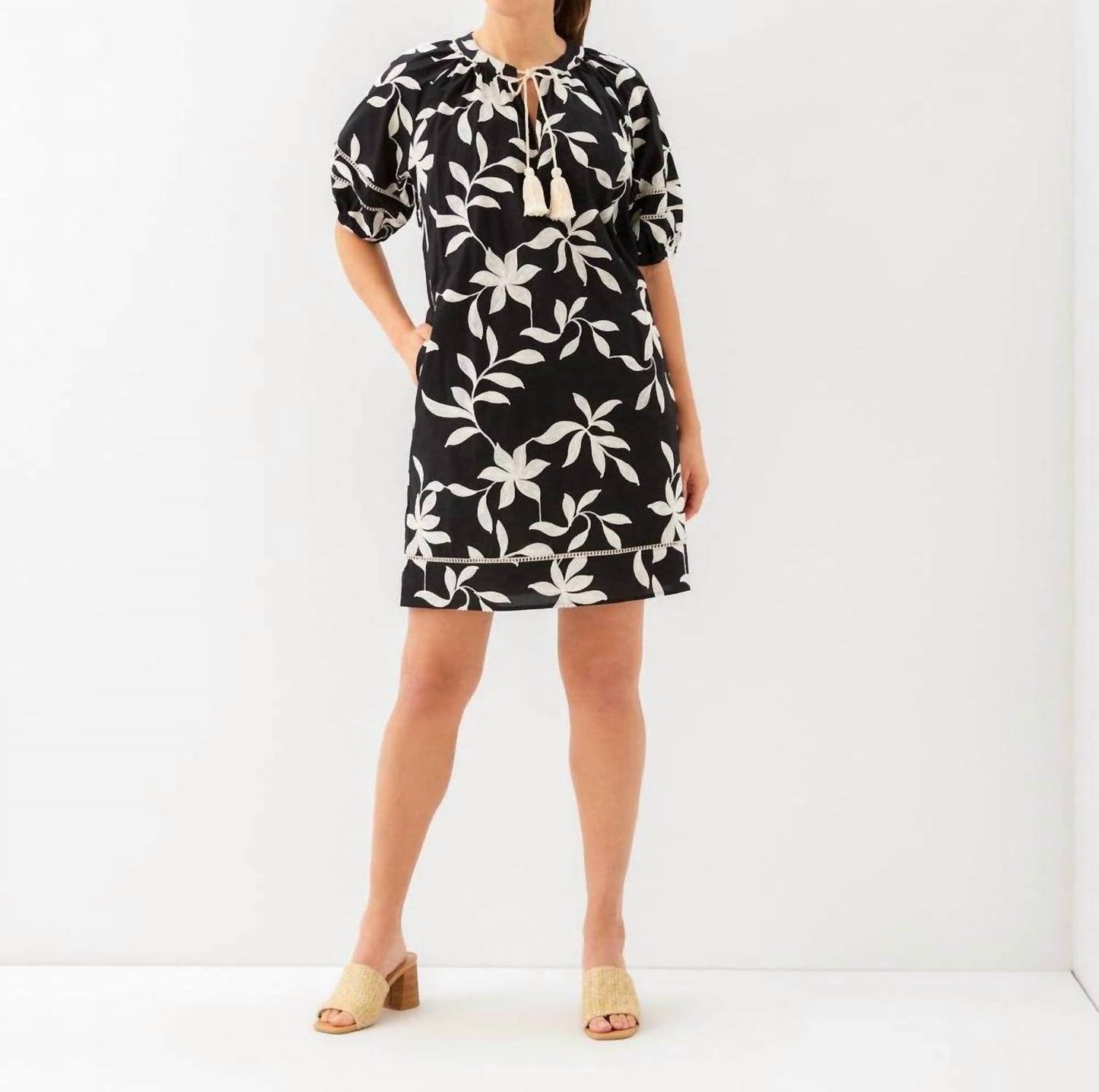 Karen Kane - Puff Sleeve Tassel Dress - Petite