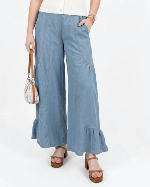 Davi & Dani - Lightweight Curvy Wide Leg Denim Pants