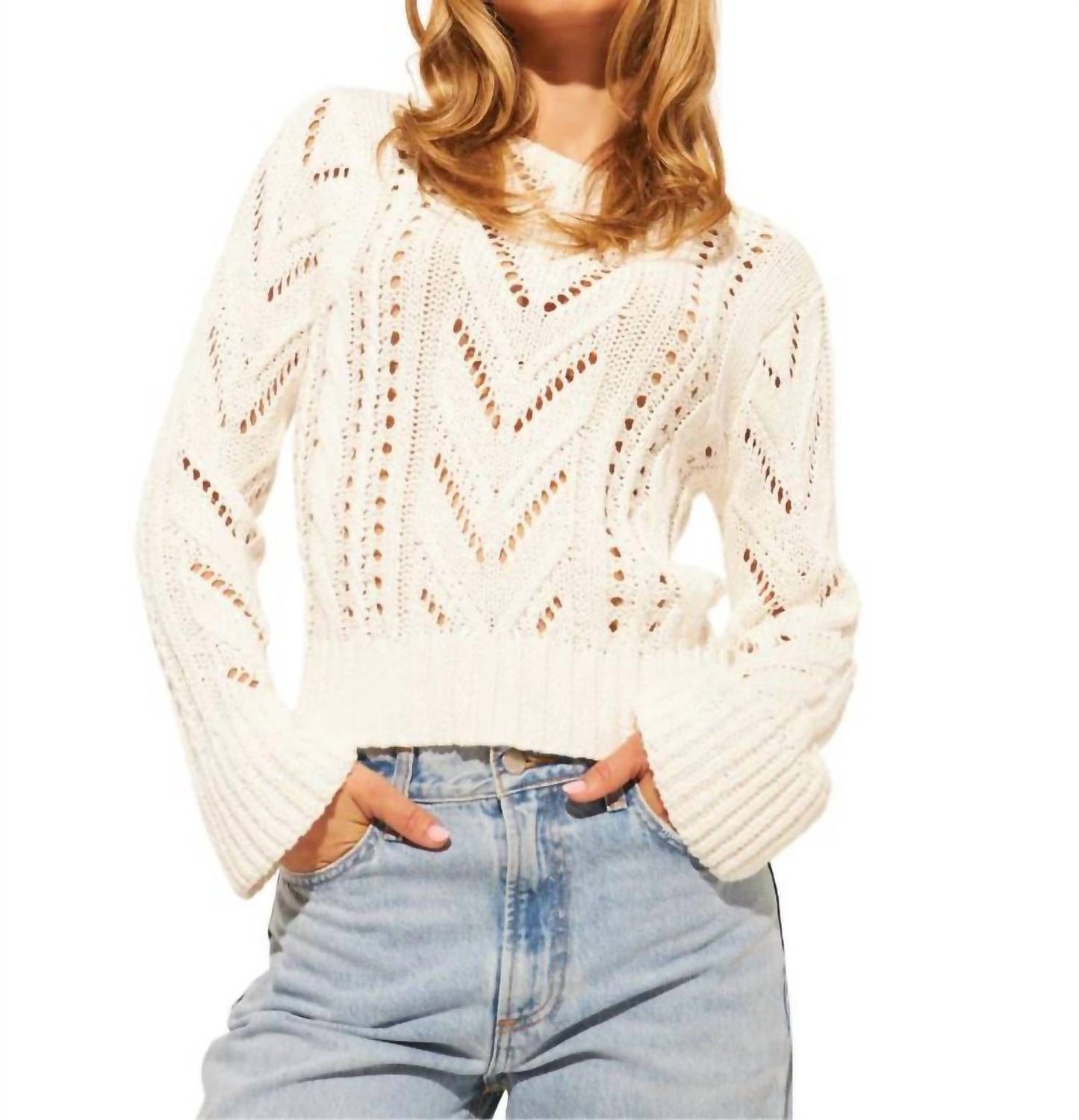John + Jenn - CILLIAN CABLE TRUMPET SLEEVE SWEATER