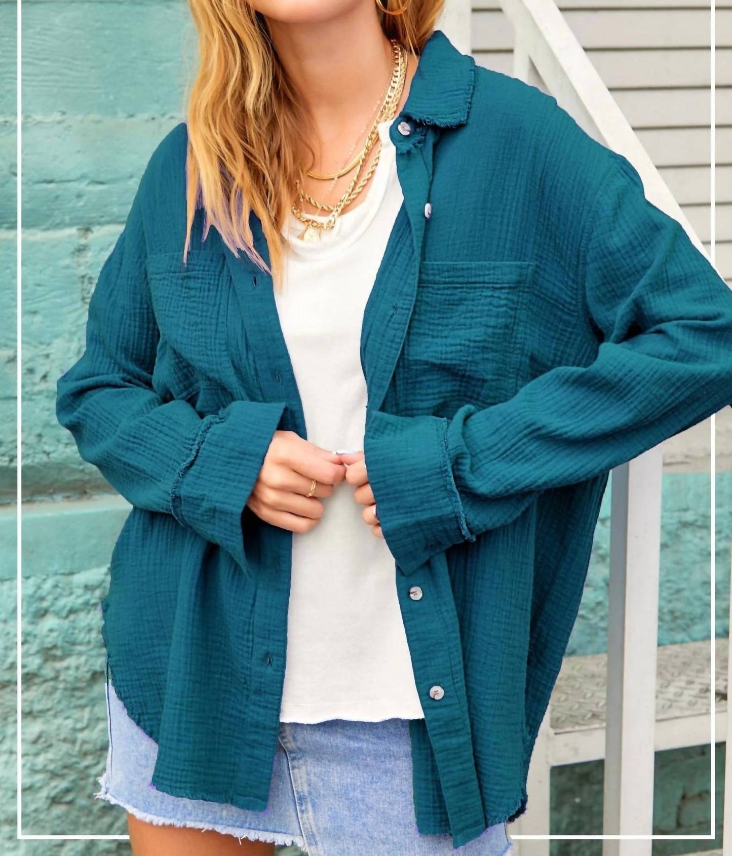 La Miel - Soft Washed Crinkled Cotton Button-down Western Shirt