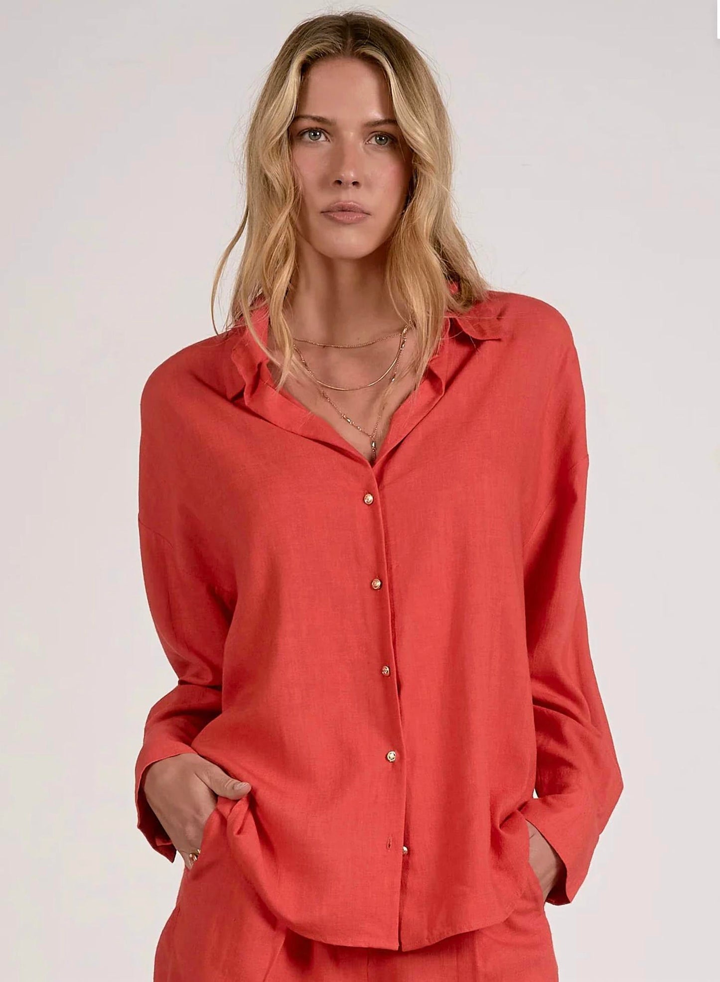 Elan - COLLARD BUTTON DOWN TOP