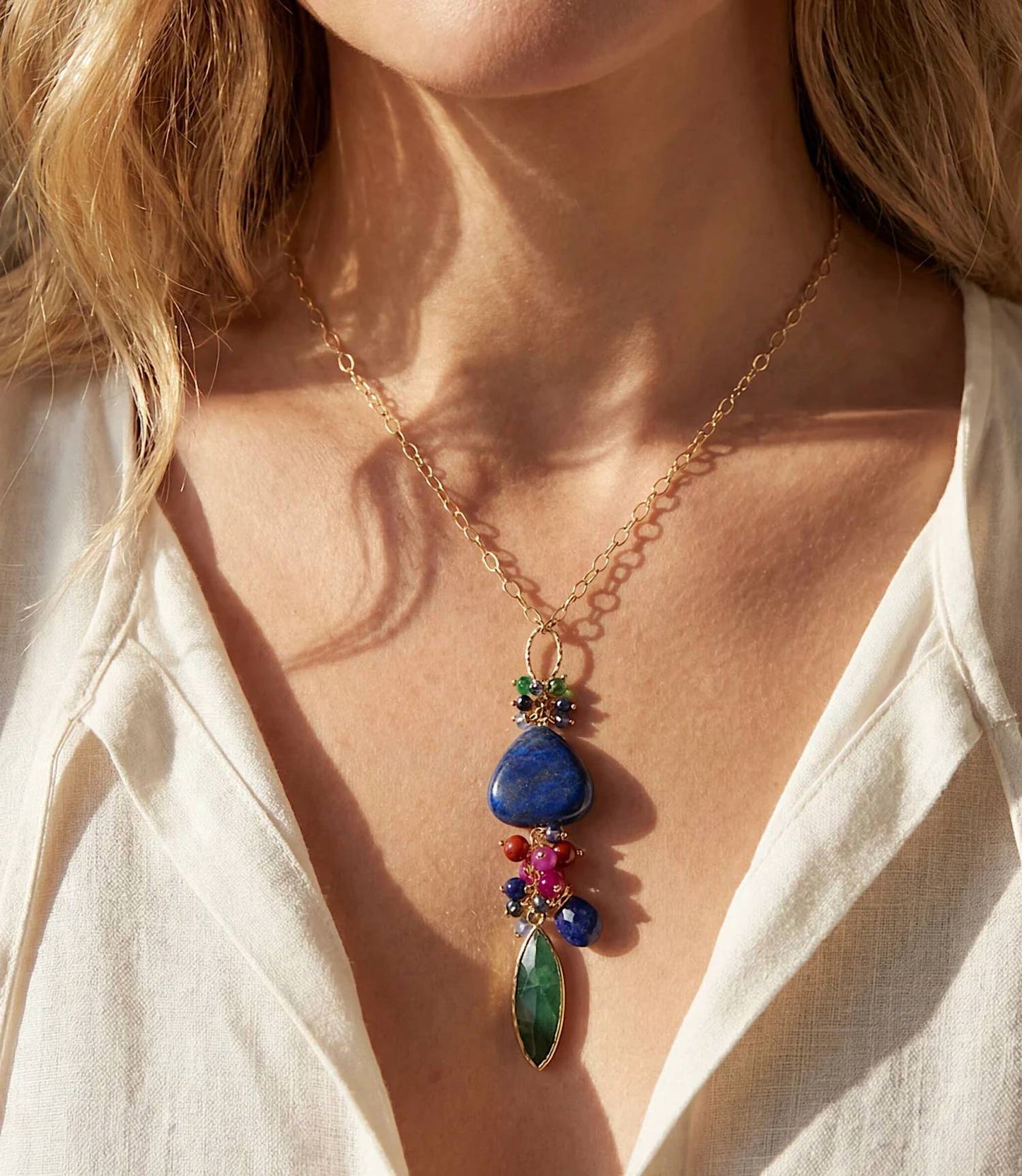 Anne Vaughan - Women's Gemstone Cluster Necklace