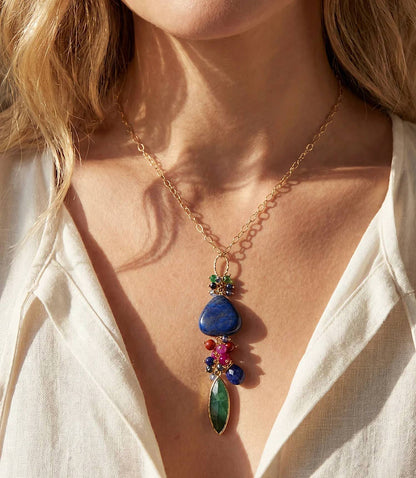 Anne Vaughan - Women's Gemstone Cluster Necklace