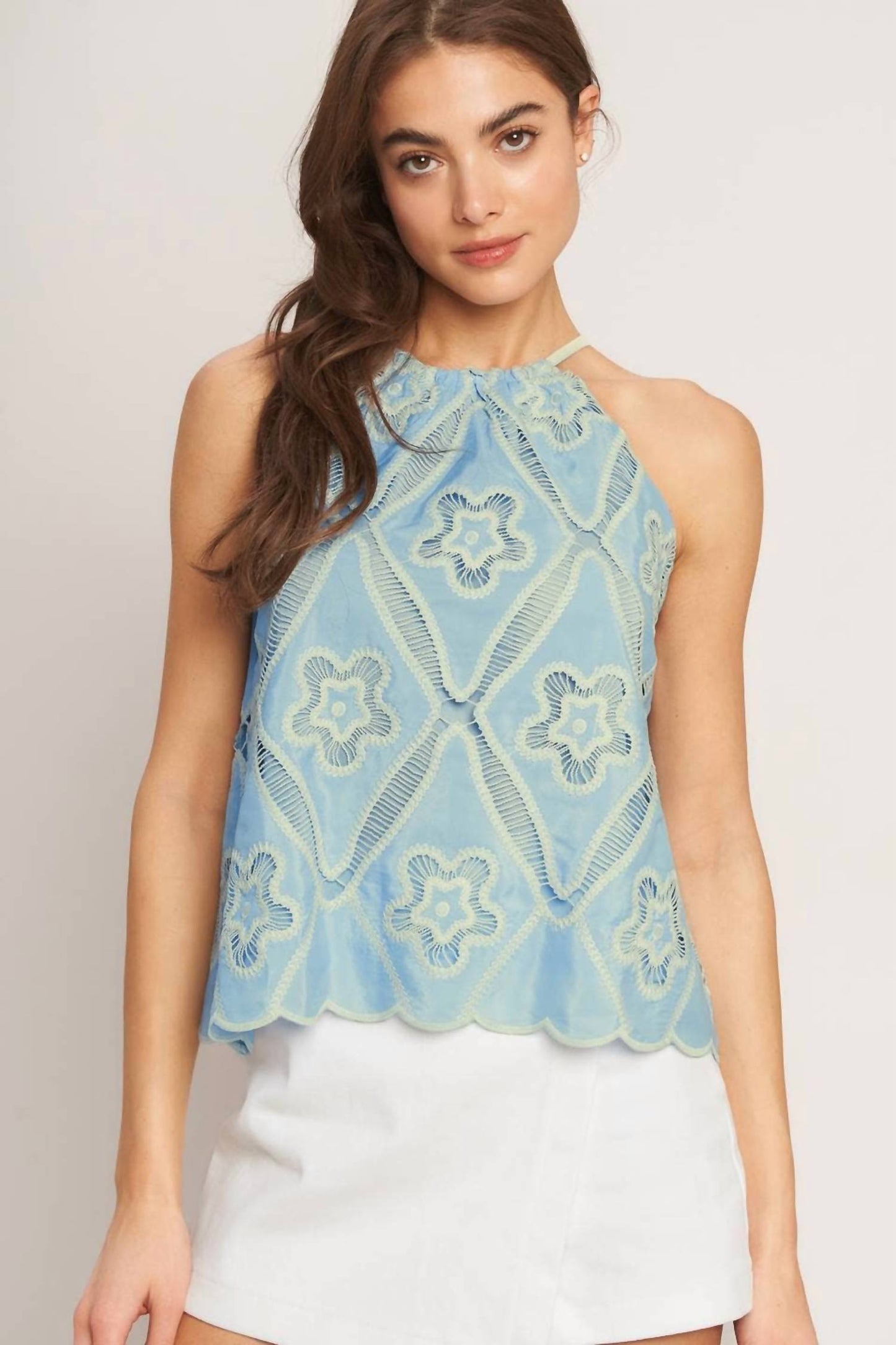 Flying Tomato - Woven Embroidered Halter Top
