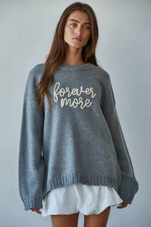 By Together - Forevermore Hand-embroidered Letters Knit Sweater