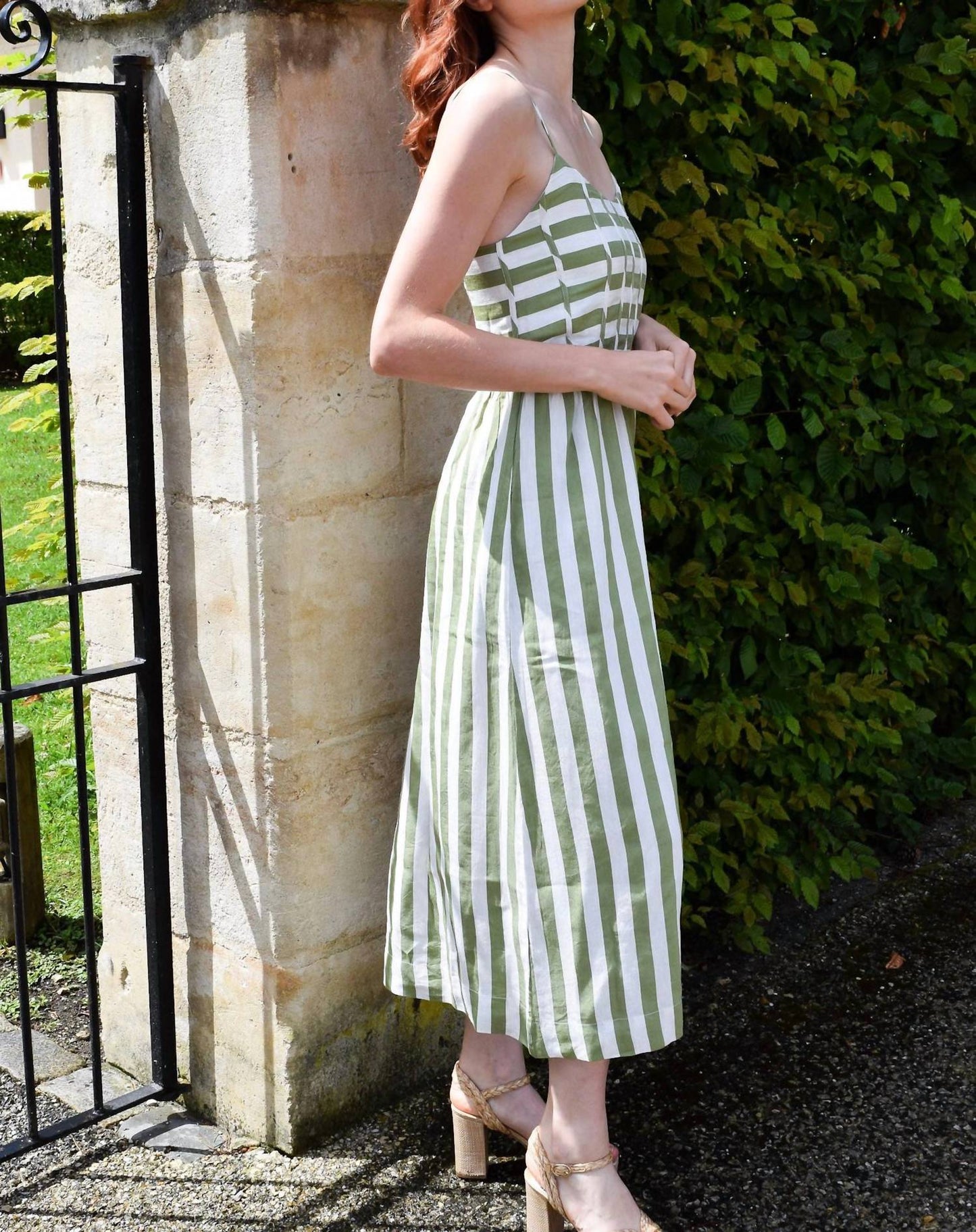 Never A Wallflower - Grass Stripe Corset Dress