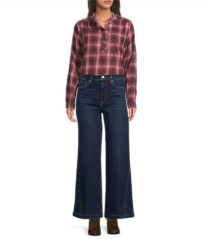 Dear John Denim - Fiona Stretch Denim High Rise Snap Wide Leg Jeans