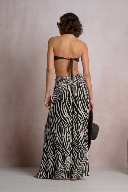 Elan - Smocked Waist Zebra Flowy Pant