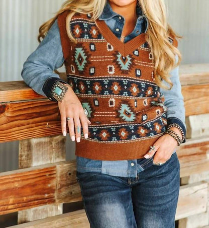 Lucky & Blessed - Southwestern Knit Sweater Vest