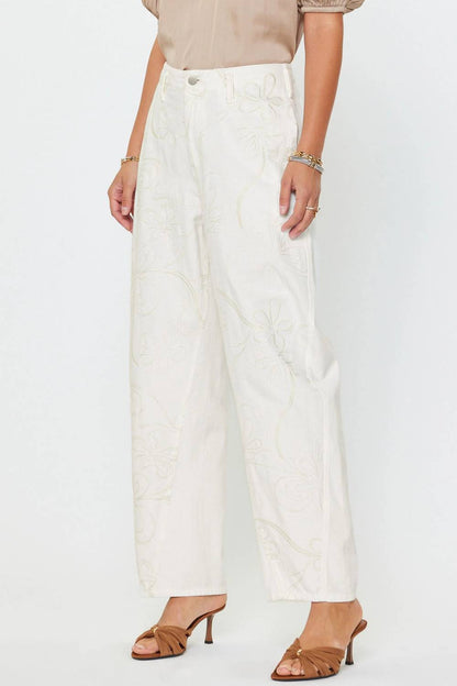 Current Air - Women's Eva Barrel Leg Pants With Embroidery Details