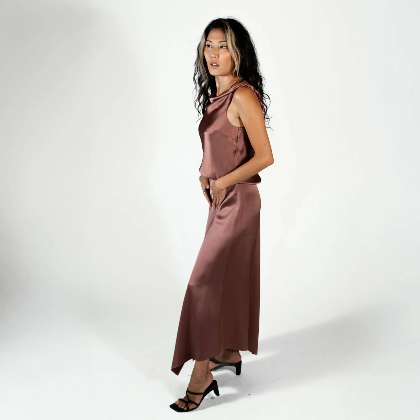 Alysi - Satin Midi Skirt