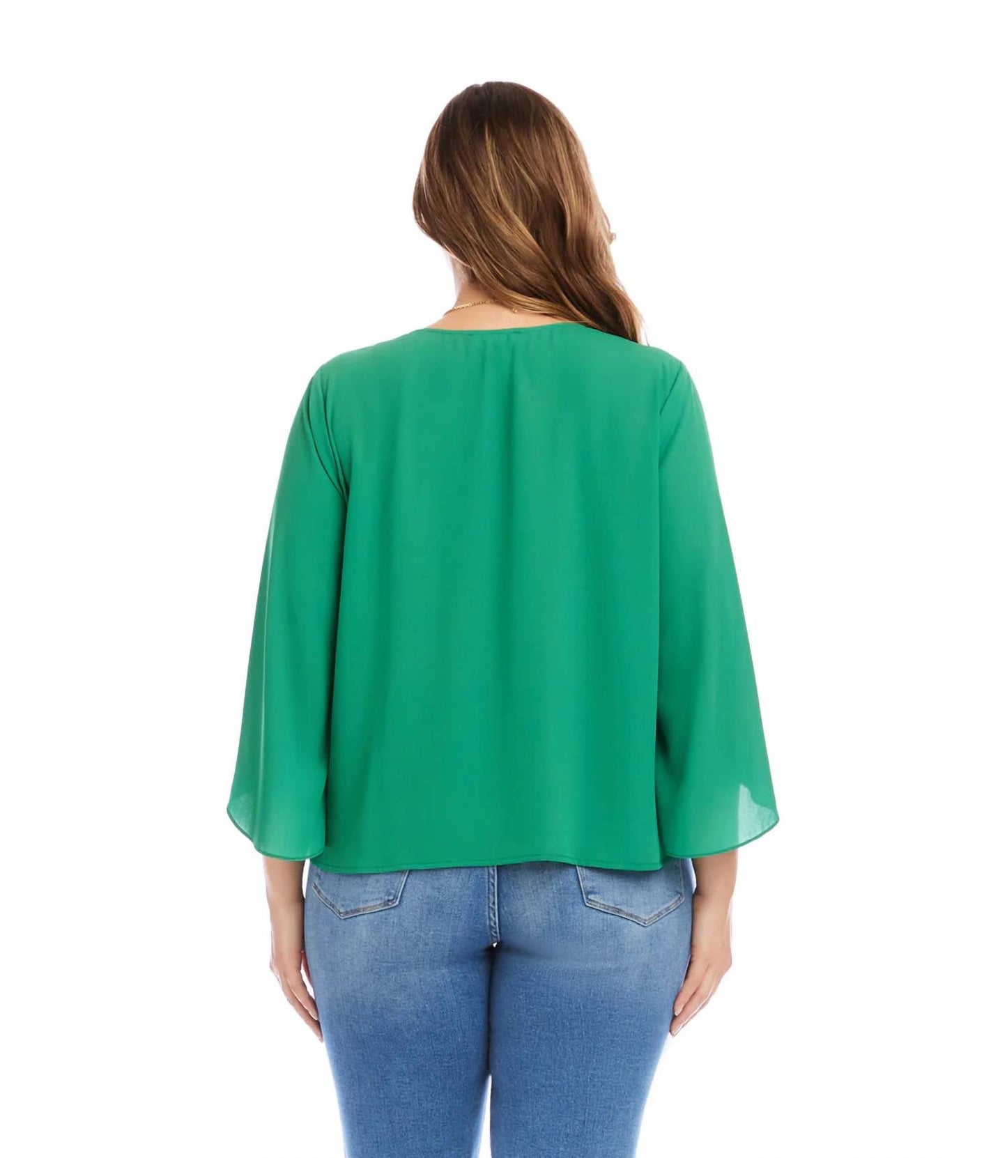 Karen Kane - Bracelet Sleeve Drape Front Crossover Top - Plus