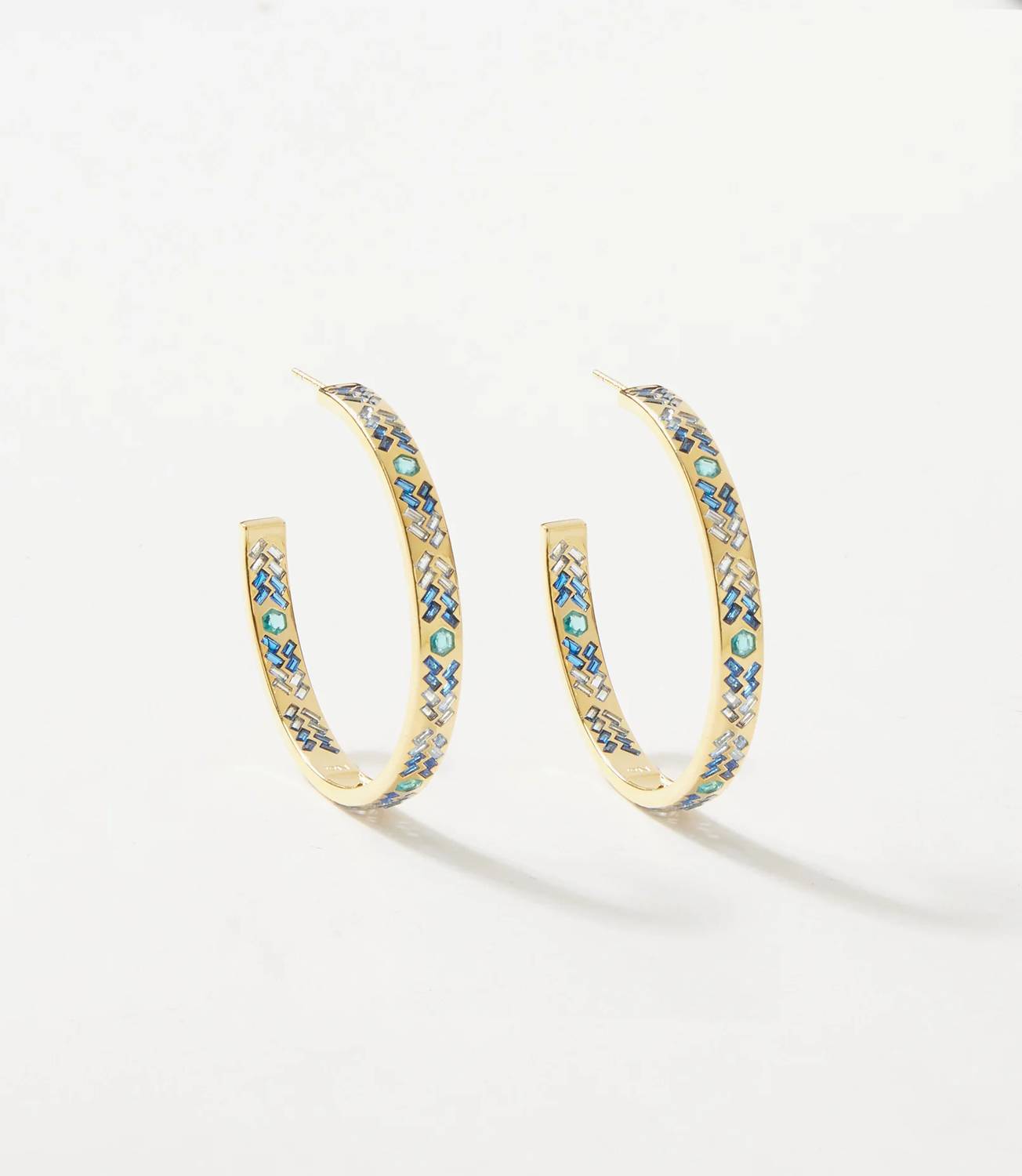 Native Gem - Women's Crystal Inlay Hoop Earrings