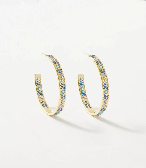 Native Gem - Women's Crystal Inlay Hoop Earrings