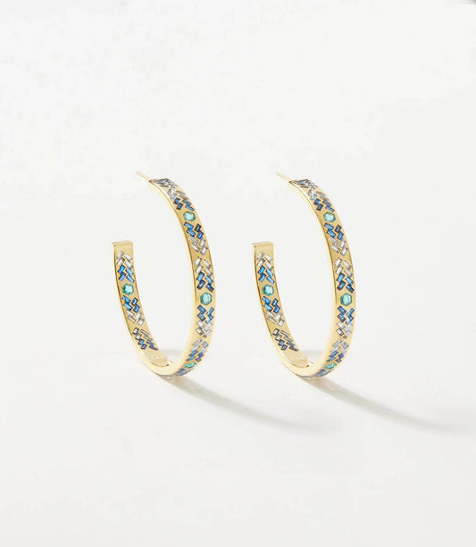 Native Gem - Women's Crystal Inlay Hoop Earrings