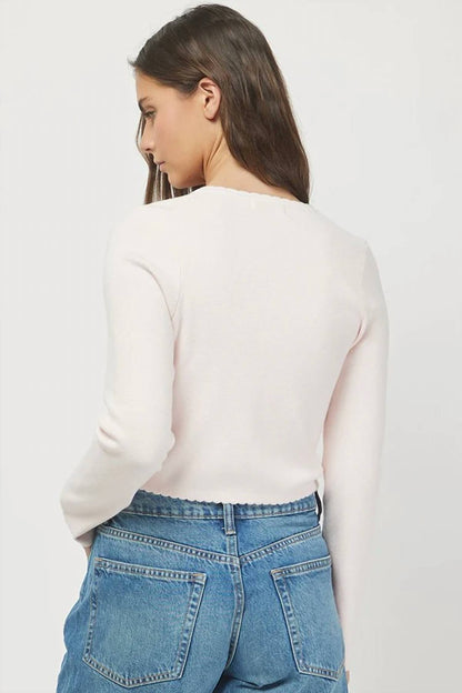 Needii - LONG SLEEVE SCALLOP HEM CARDIGAN