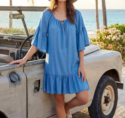 Karen Kane - Ruffle Hem Mini Dress - Petite