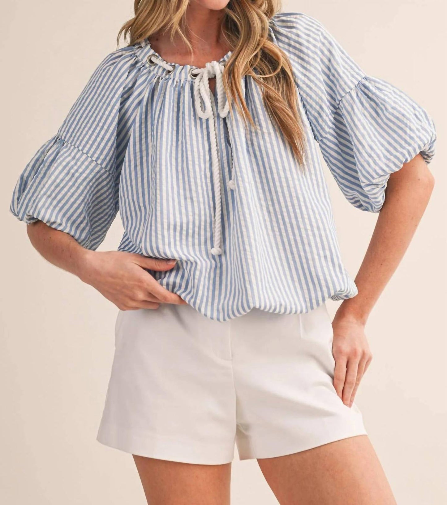 &Merci - Stripe Rope Trim Top