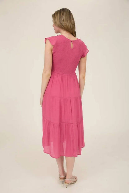 Blu Pepper - Smocked Tiered Midi Dress