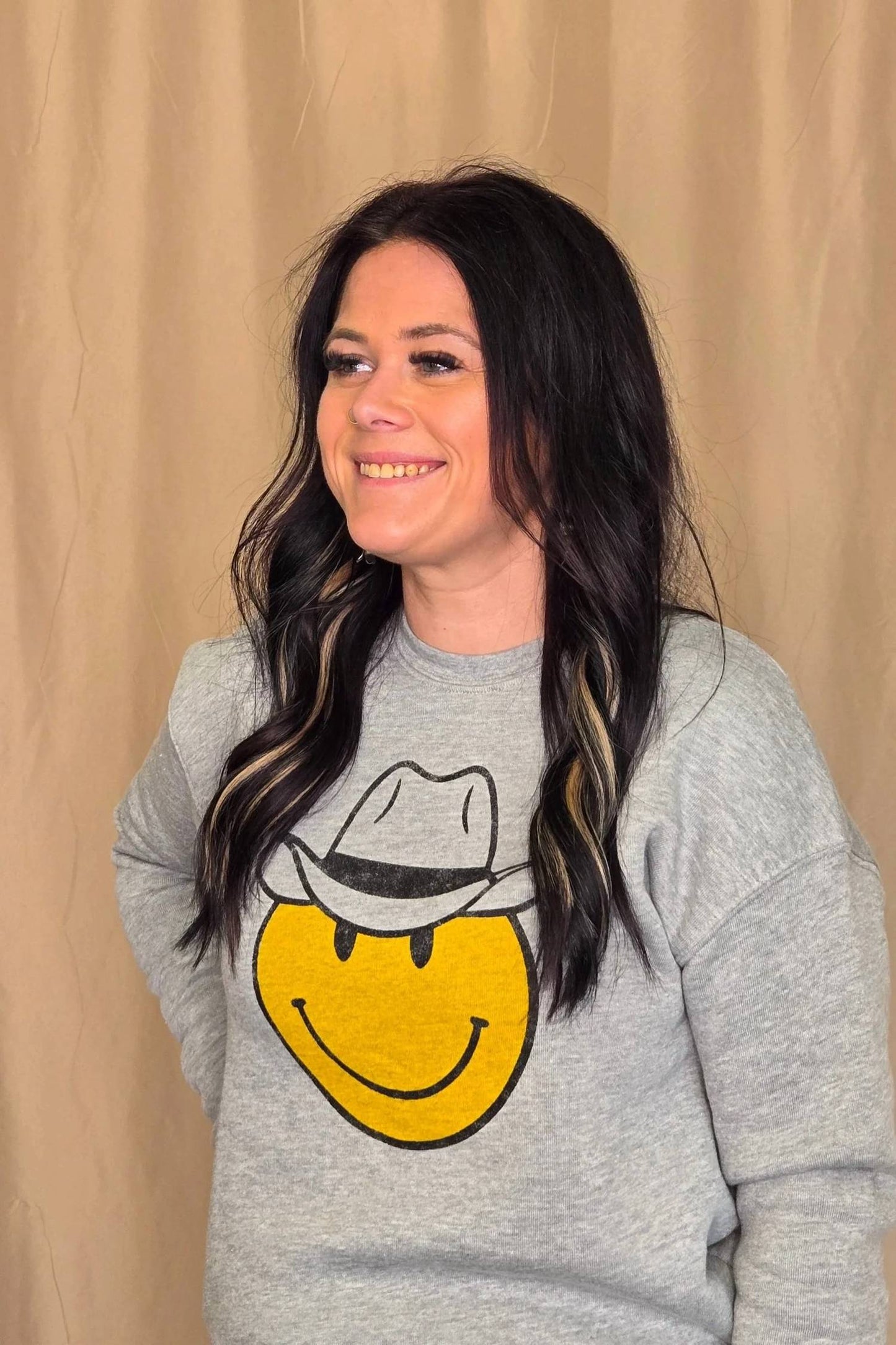 Oat Collective - Cowboy Smiley Western Graphic Sweatshirt